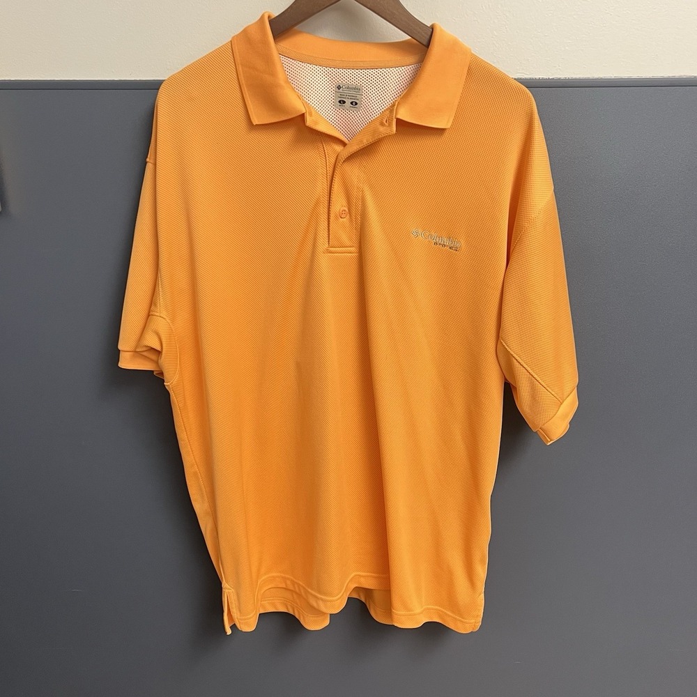 Columbia PFG Vented Polo Shirt Mens Size Large Omni-Shade‎ Orange